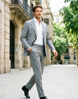 ABITO MONOPETTO UOMO - GRIGIO CHIARO GESSATO TASMANIA SUPER 130S