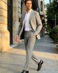 ABITO MONOPETTO UOMO - GRIGIO CHIARO GESSATO TASMANIA SUPER 130S