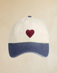 CAPPELLO BICOLORE CON CUORE RICAMATO – 100% COTONE
