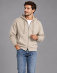 Felpa con cappuccio zip uomo Ugo Famà beige