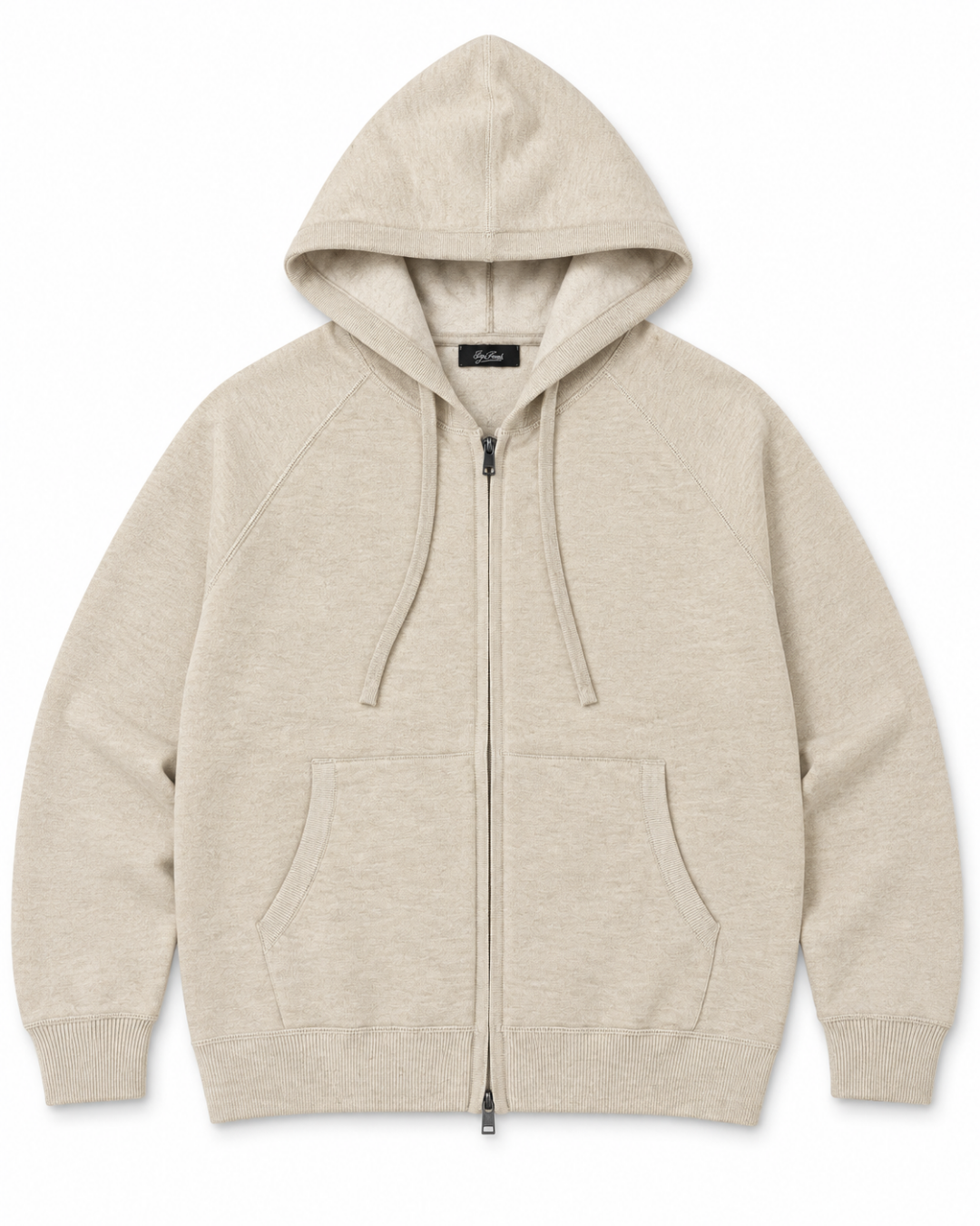 Felpa con cappuccio zip uomo Ugo Famà beige - dettaglio