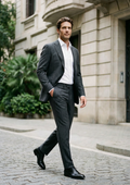 Abito Monopetto Uomo - Grigio Gessato Tasmania Super 130s - Ugo Famà - immagine 1