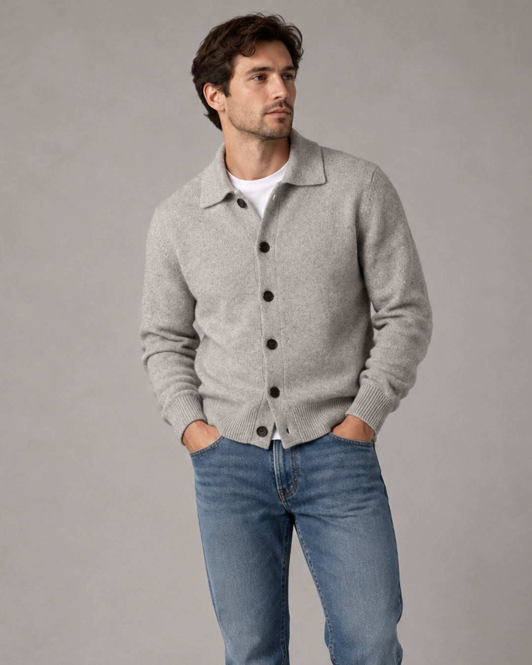 Cardigan lana con bottoni uomo Ugo Famà - dettaglio 1