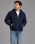 Felpa con cappuccio zip uomo Ugo Famà blu navy