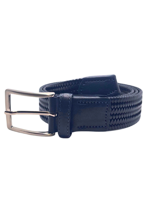 Cintura Blu in Pelle Intrecciata