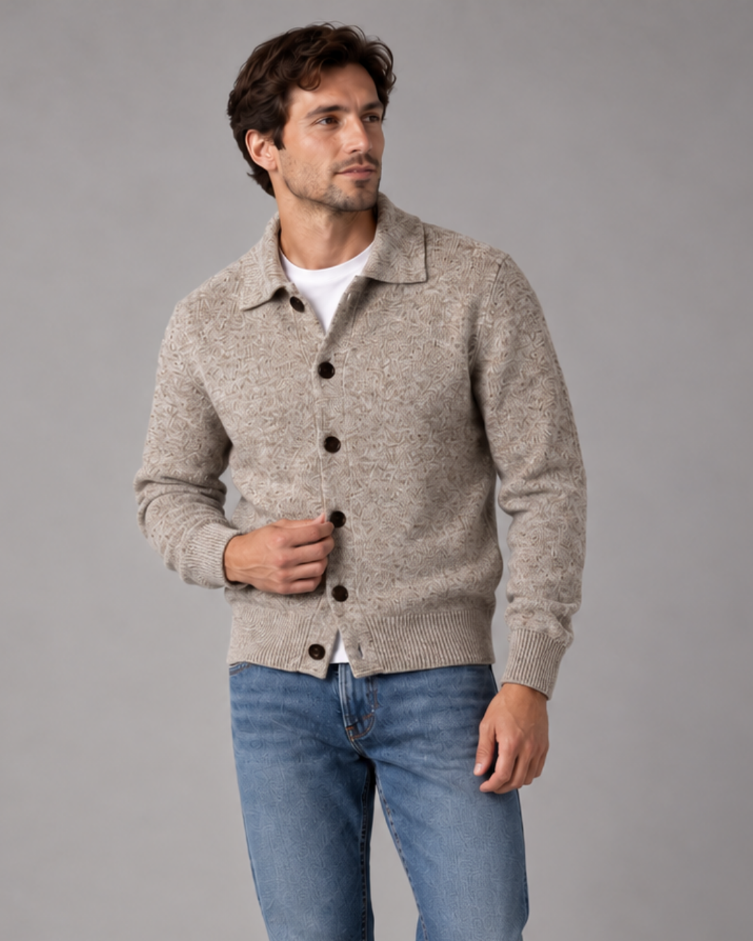Cardigan lana con bottoni uomo Ugo Famà - dettaglio 3